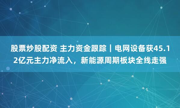 股票炒股配资 主力资金跟踪｜电网设备获45.12亿元主力净流入，新能源周期板块全线走强